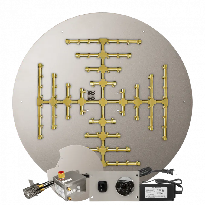 Round Flat Fire Pits With Pro Series Brass Snowflake Burners