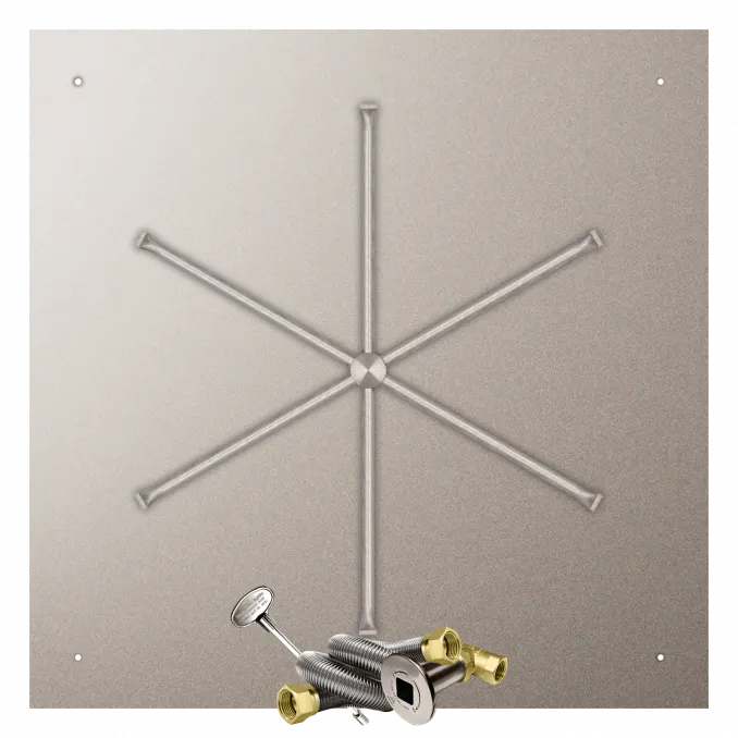 Square Flat Fire Pits With Stainless Steel Spur Burners