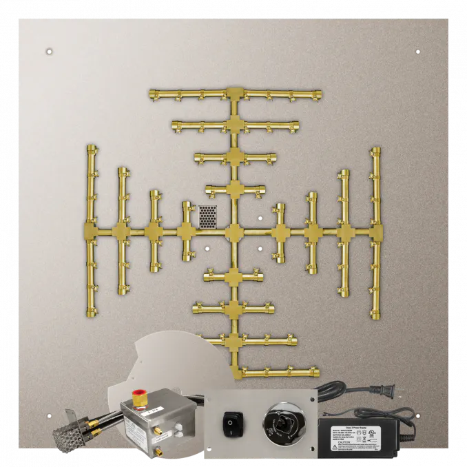 Square Flat Fire Pits With Pro Series Brass Snowflake Burners