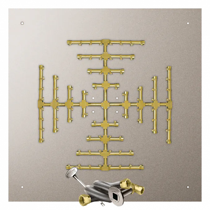 Square Flat Fire Pits With Pro Series Brass Snowflake Burners