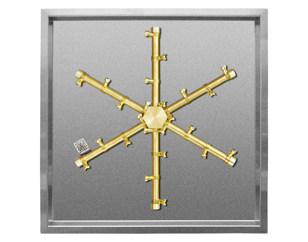 20" Square Drop-In Fire Pit With Pro Series Brass Spur Burner