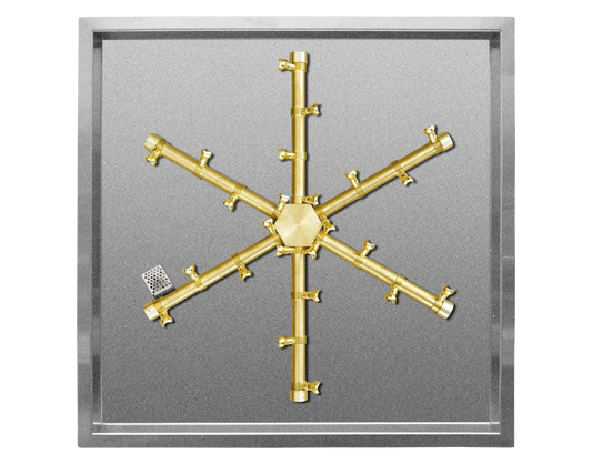 20" Square Drop-In Fire Pit With Pro Series Brass Spur Burner