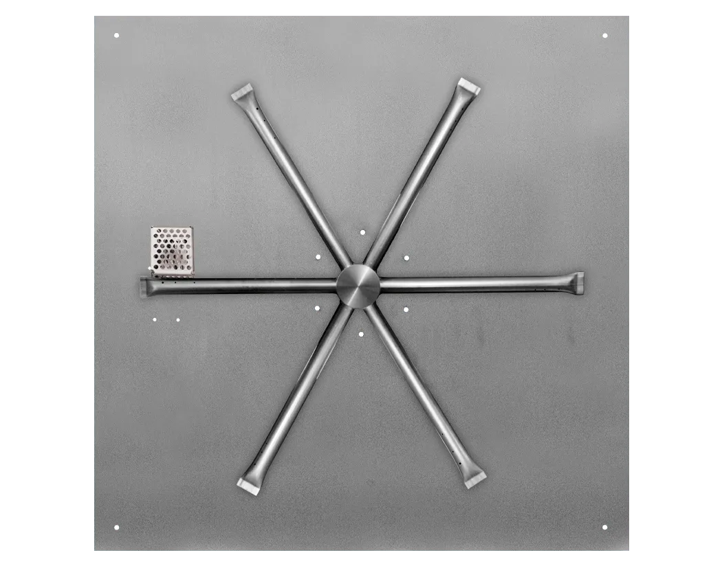 Square Flat Fire Pits With Stainless Steel Spur Burners