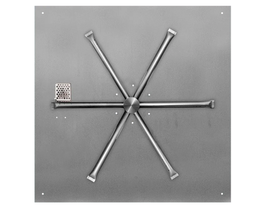 Square Flat Fire Pits With Stainless Steel Spur Burners