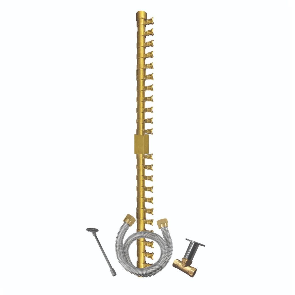 T style 98" Brass Fire Pit Burner with connection kit