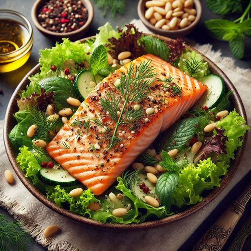 Pan-Fried Salmon with Fresh Herb Salad and Lemon-Herb Vinaigrette
