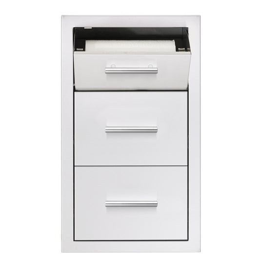 17" Vertical 2-Drawer & Paper Towel Holder Combo with MASONRY Frame Return