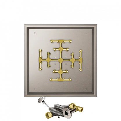 Square Drop-In Fire Pits With Pro Series Brass Snowflake Burners