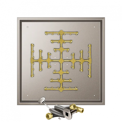 Square Drop-In Fire Pits With Pro Series Brass Snowflake Burners