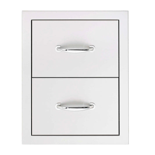 17" Stainless Steel Double Drawer With Masonry Frame Return
